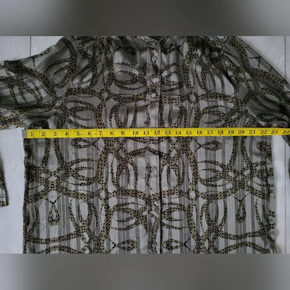 RICHARD ALLEN X H&M collab flowy chiffon satin printed shirt with stand collar - Picture 11 of 11